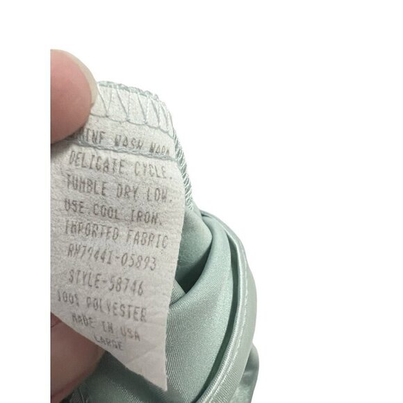 Vtg Lace Midi Fairy Slip Dress Lingerie Lace Sissy Teal Large Satin Whimsical - Picture 11 of 12